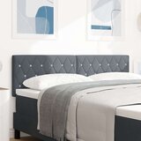 vidaXL Glava postelje S kristalnimi gumbi Temno siva 160 cm Velur cene