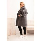 Kesi Włoski Plus Size women's coat made of faux shearling with pockets graphite | Shoptok.si