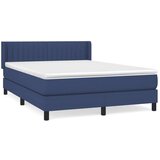 vidaXL Box spring postelja z vzmetnico modra 140x190 cm blag | Shoptok.si