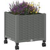  Vrtni saksija s kotačima Svjetlosiva 40 x 40 x 48 cm PP | shoptok.hr