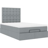 vidaXL Otomanski posteljni okvir z vzmetnico siv 120x190 cm blago | Shoptok.si