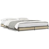 vidaXL Okvir za krevet boja hrasta 135x190cm konstruirano drvo i metal Cijene