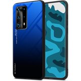  Ohišje, združljiv s Huawei v modri barvi - črni - dvobarvni zaščitni pokrov iz silikona TPU in hrbta iz kaljenega stekla, (20569775) | Shoptok.si