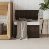 vidaXL Košara za rublje s poklopcem tamnosmeđa 55,5x35x34 cm poliratan u
