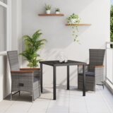 vidaXL 3-delni vrtni jedilni set z blazinami siva poli ratan | Shoptok.si
