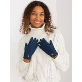 Fashion Hunters Dark blue gloves with geometric patterns