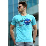 Madmext Men's Turquoise Printed T-Shirt 4509 Cene