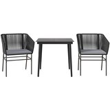 vidaXL 3-dijelni vrtni blagovaonski set s jastucima od crnog | shoptok.hr