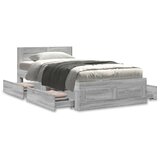 vidaXL Posteljni okvir z vzglavjem betonsko siv 90x190 cm inž. les, (21303676) | Shoptok.si