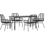 vidaXL Vrtni blagovaonski set od 5 dijelova crni poliratan staklo - Crna 160 x 80 x 74 cm 4 | shoptok.hr