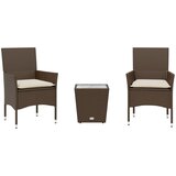  3-dijelni bistro set s jastucima smeđi od poliratana i stakla | Eponuda.com