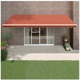 vidaXL Zložljiva tenda oranžna in rjava 5x3 m blago in aluminij