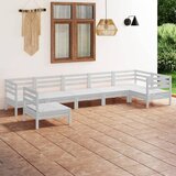 The Living Store Vrtna sedežna garnitura 7-delna trdna borovina bela - Vrtna Sedežna Garnitura, (21473740) | Shoptok.si