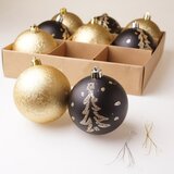 Molarem Home Set od 9 kuglica za božićno drvce - 8 cm, crna / zlatna boja | shoptok.hr