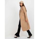 Fashion Hunters Beige plush maxi coat with belt Merve OCH BELLA cene
