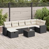  8-dijelni set vrtnih sofa od poliratana s jastucima crni Slike