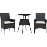  The Living Store Vrtna jedilna garnitura 3-delna z blazinami črn poli ratan - Vrtna Jedilna Garnitura, (21446720) | Shoptok.si