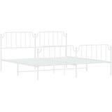 Metalni okvir kreveta uzglavlje i podnožje bijeli 200 x 200 cm | shoptok.hr