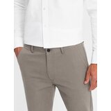 Ombre Classic men's chino pants with fine texture - dark beige | shoptok.hr