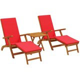  Zložljiv in nagibni ležalnik 3 pcs Rdeča Masiven les akacije, (5000284730) | Shoptok.si
