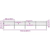  Vrtna ograda s obručem na vrhu Čelik 714,5 x 80 cm Crna | shoptok.hr