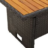 vidaXL Vrtna miza črna 100x50x43/63 cm trden akacijev les & poli ratan | Shoptok.si