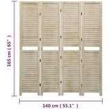 vidaXL Sobna pregrada s 4 panela 140 x 165 cm masivno drvo paulovnije | shoptok.hr