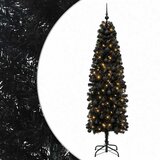  Umjetno usko božićno drvce s kuglicom 180 cm 300 LED lampica - 180 cm s LED-ima i crnim lopticama | shoptok.hr
