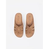 Shelvt Comfortable low-heeled wedge flip-flops beige | Shoptok.si