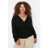 Trendyol Curve Black Double Breasted Collar Knitwear Sweater Cene