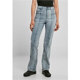 UC Ladies Women's high-waisted denim trousers with a straight slit, coloured in light blue Cene