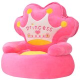 vidaXL Pli&scaron;ana dječja fotelja s natpisom Princess ružičasta cijene