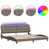  Okvir kreveta s LED-om bez madraca Hvar smeđesivi 200 x 200 cm od tkanine | shoptok.hr