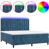 The Living Store Box spring postelja z vzmetnico LED temno modra 160x200cm žamet - Box Spring Postelja, (21491450) | Shoptok.si