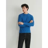 Reserved bombažni pulover - modra