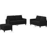 Maison Chic Sedežna garnitura - kavč z blazinami 3-delna črno blago, (21728457) | Shoptok.si