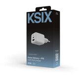 Ksix Gan ultrabrzi zidni punjač 20W PD & PPS, 1 x USB-C + 1 x USB-A, bijeli | shoptok.hr