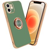 Cadorabo Ohišje, združljiv z Apple v sijajni svetlo zeleni barvi - Zlato z obročem - Zaščitni pokrov iz fleksibilnega silikona TPU, z zaščito pred kamero in držalom magnetnega avtomobila, (20593551) | Shoptok.si