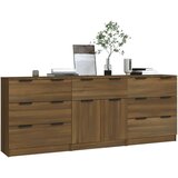  3-dijelna komoda boja smeđeg hrasta od konstruiranog drva | shoptok.hr