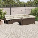 vidaXL 11-dijelni set vrtnih sofa od poliratana s jastucima smeđi | shoptok.hr