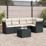 6-dijelni set vrtnih sofa s jastucima crni od poliratana | shoptok.hr
