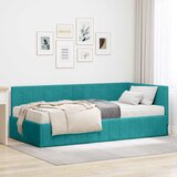 vidaXL Kutni okvir kreveta s madracem Tirkizna 90 x 200 cm Baršun | shoptok.hr