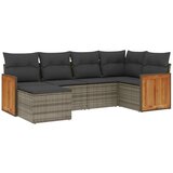 Maison Chic Seti vrtnega pohištva - Vrtna garnitura - Vrtni pohištvo set 6-delna z blazinami siv poli ratan, (21804134) | Shoptok.si