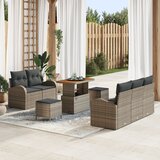 vidaXL 8-delna vrtna sofa garnitura z blazinami siva poli ratan akacija | Shoptok.si