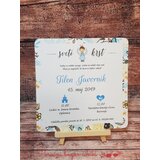  Vabilo za krst z angelčkom in rožicami modro REK126 | Shoptok.si