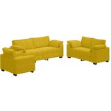  3-dijelni set sofa s jastucima, žuti baršun | Shoptok.si