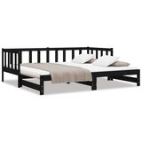  The Living Store Izvlečna dnevna postelja črna 90x200 cm trdna borovina - Dnevna Postelja, (21454238) | Shoptok.si