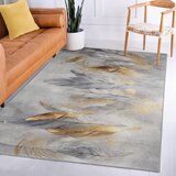 Mila Home siva/zlata pralna preproga 80x150 cm golden feathers – | Shoptok.si