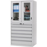 LISTA Predalnik, jeklena pločevina, VxŠ 1000 x 1023 mm, 6 predalov, nosilnost 75 kg, svetlo modra | Shoptok.si