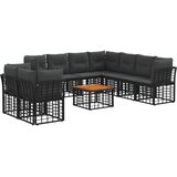  Set vanjskih sofa 10 pcs Crna i tamno siva Poliester | Eponuda.ba